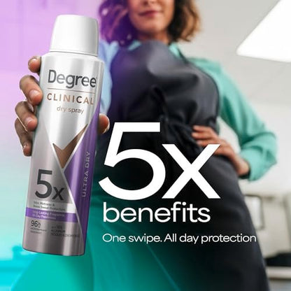 Degree Clinical Strength Antiperspirant Deodorant Ultra Dry Spray, 96-Hour Sweat and Odor Protection, 5x Types of Sweat, 3.8 oz