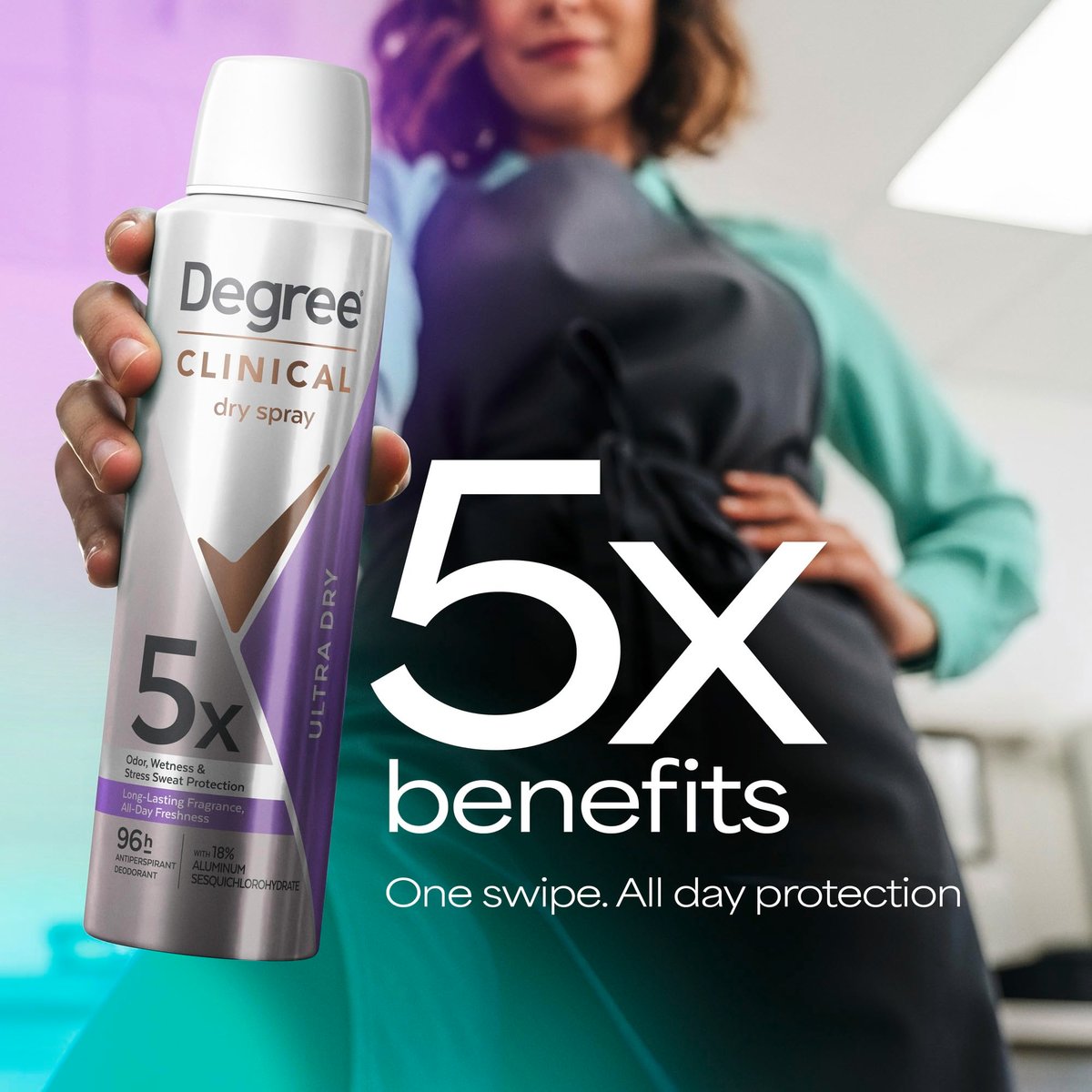 Degree Clinical Strength Antiperspirant Deodorant Ultra Dry Spray, 96-Hour Sweat and Odor Protection, 5x Types of Sweat, 3.8 oz - görsel 5