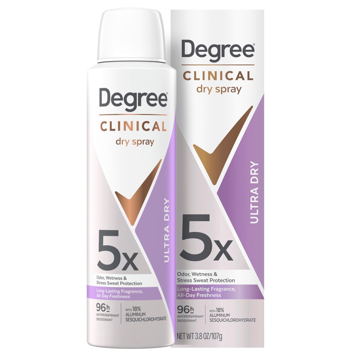 Degree Clinical Strength Antiperspirant Deodorant Ultra Dry Spray, 96-Hour Sweat and Odor Protection, 5x Types of Sweat, 3.8 oz - görsel 1