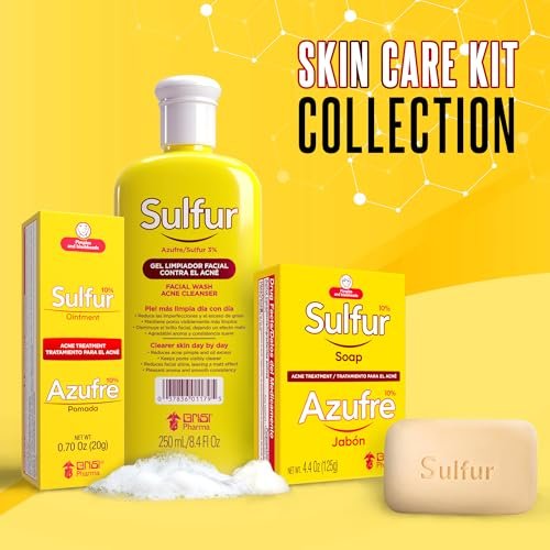 Grisi Sulfur Soap for Acne Treatment – 10% Sulfur Deep Cleansing Bar, Reduces Breakouts & Excess Oil, 4.4 oz (6-Pack) Avelisse