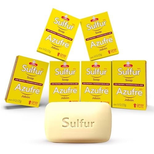 Grisi Sulfur Soap for Acne Treatment – 10% Sulfur Deep Cleansing Bar, Reduces Breakouts & Excess Oil, 4.4 oz (6-Pack) Avelisse
