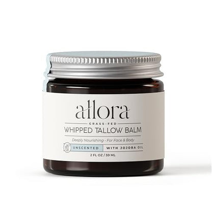 100% Grass Fed Beef Tallow for Skin - Whipped Tallow Balm with Jojoba Oil for Dry & Sensitive Skin, 2oz (Unscented) Avelisse