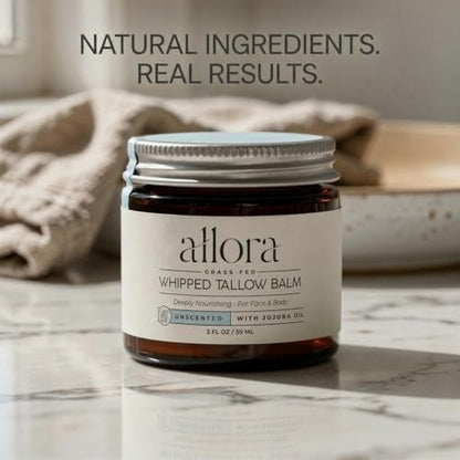 100% Grass Fed Beef Tallow for Skin - Whipped Tallow Balm with Jojoba Oil for Dry & Sensitive Skin, 2oz (Unscented) Avelisse