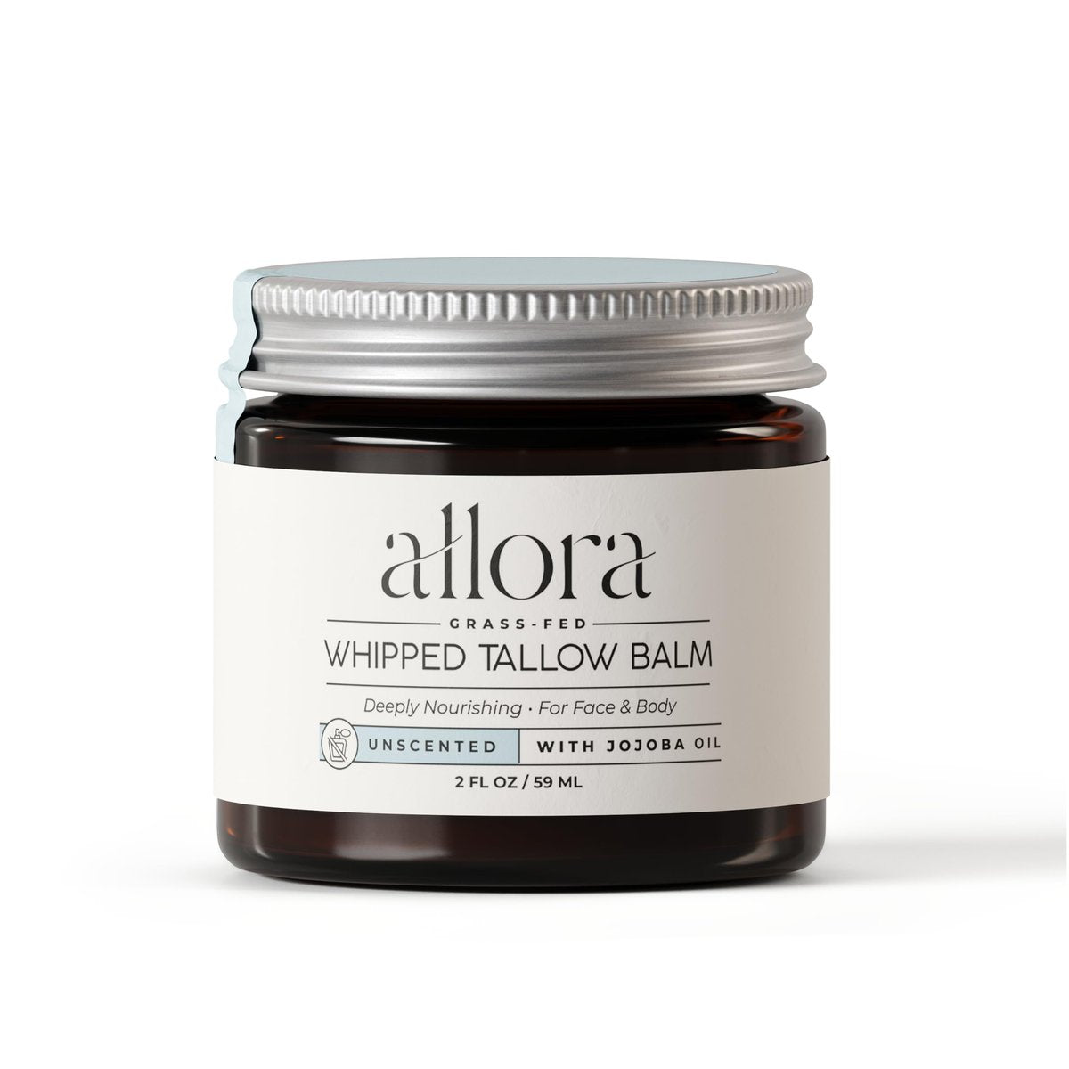 100% Grass Fed Beef Tallow for Skin - Whipped Tallow Balm with Jojoba Oil for Dry & Sensitive Skin, 2oz (Unscented) Avelisse
