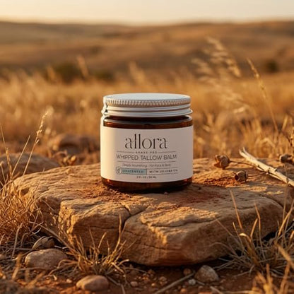 100% Grass Fed Beef Tallow for Skin - Whipped Tallow Balm with Jojoba Oil for Dry & Sensitive Skin, 2oz (Unscented) Avelisse