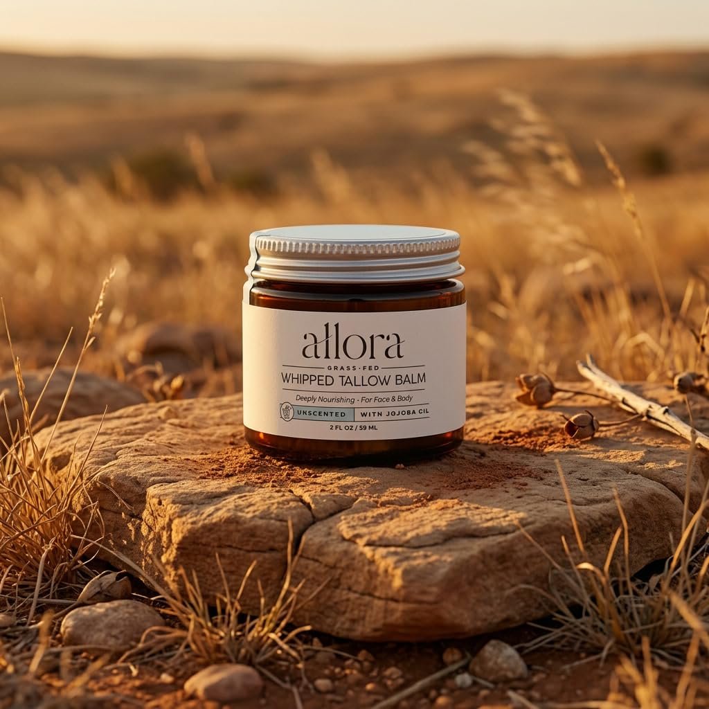 100% Grass Fed Beef Tallow for Skin - Whipped Tallow Balm with Jojoba Oil for Dry & Sensitive Skin, 2oz (Unscented) Avelisse
