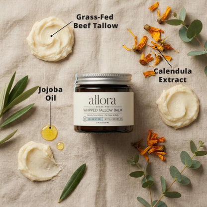 100% Grass Fed Beef Tallow for Skin - Whipped Tallow Balm with Jojoba Oil for Dry & Sensitive Skin, 2oz (Unscented) Avelisse