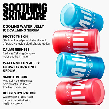 Milk Makeup Calming + Hydrating Jelly Skincare Serum Set – Reduce Puffiness, Redness, Brighten Skin, Minimize Pores & Lines – Cooling Water & Watermelon Jelly, 0.21 oz Each Avelisse