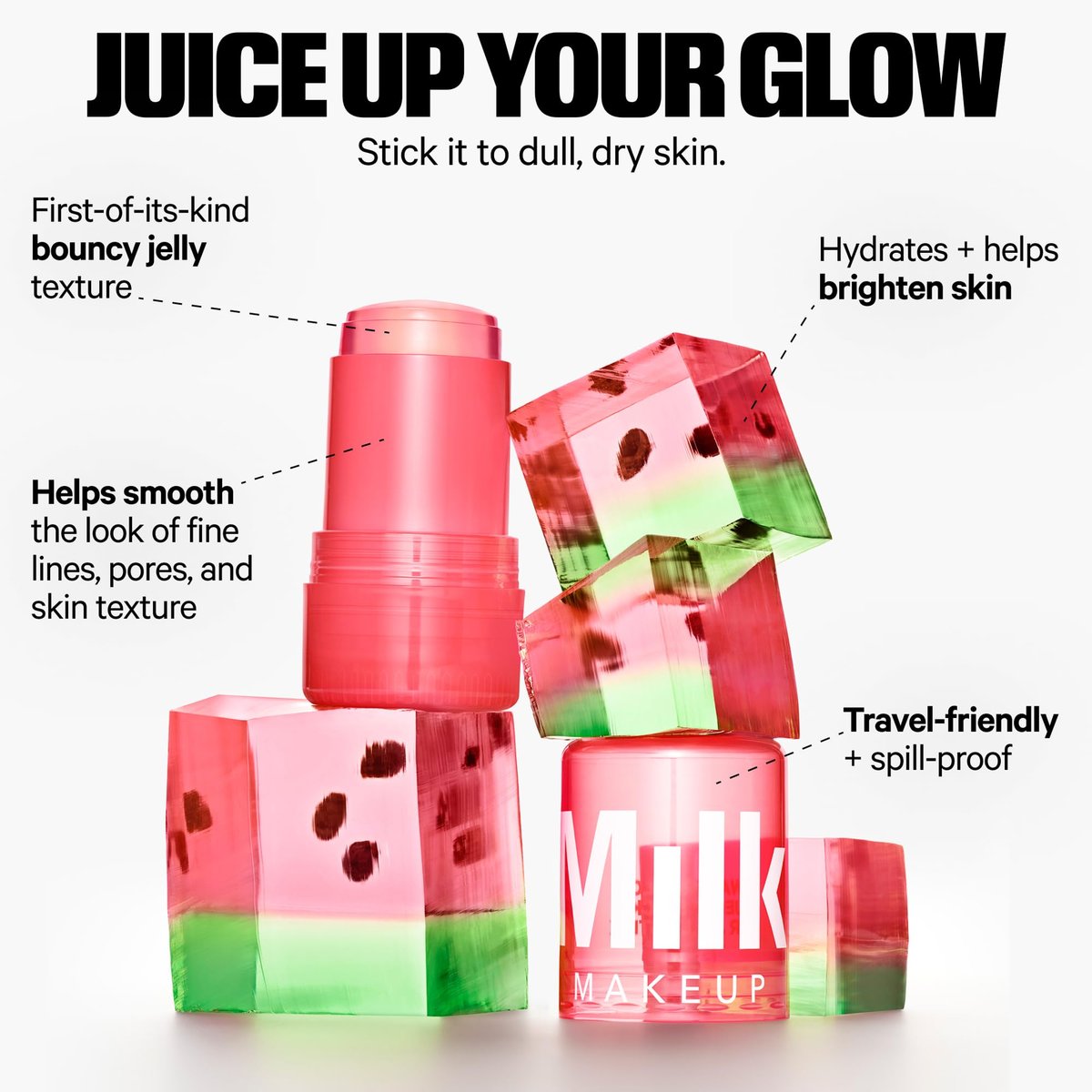Milk Makeup Calming + Hydrating Jelly Skincare Serum Set – Reduce Puffiness, Redness, Brighten Skin, Minimize Pores & Lines – Cooling Water & Watermelon Jelly, 0.21 oz Each Avelisse