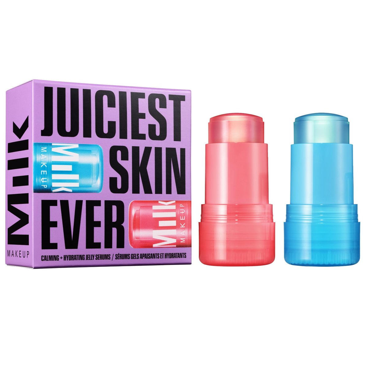 Milk Makeup Calming + Hydrating Jelly Skincare Serum Set – Reduce Puffiness, Redness, Brighten Skin, Minimize Pores & Lines – Cooling Water & Watermelon Jelly, 0.21 oz Each Avelisse