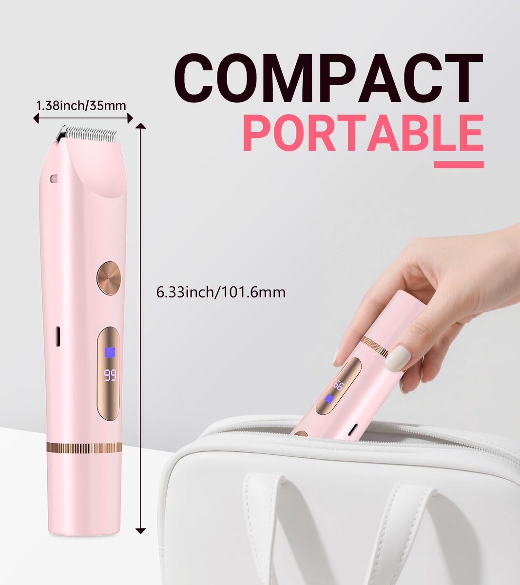 2 in 1 Bikini Trimmer for Women, Dual Head Electric Shaver with LED Display, IPX7 Waterproof, Rechargeable Women's Electric Razor for Armpit, Leg, Body, Facial Wet & Dry Use Avelisse
