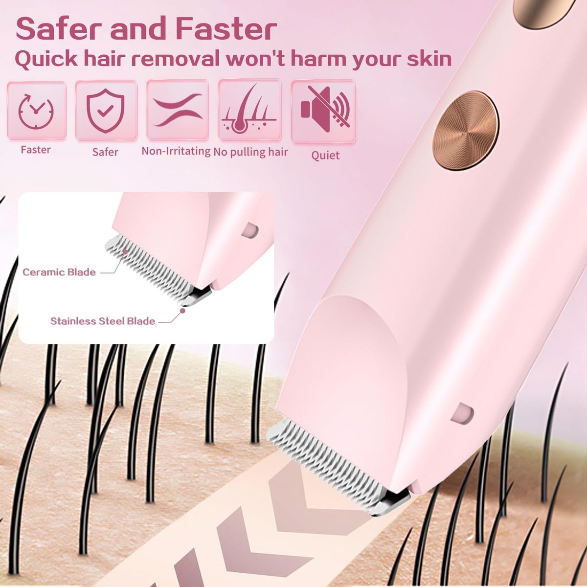 2 in 1 Bikini Trimmer for Women, Dual Head Electric Shaver with LED Display, IPX7 Waterproof, Rechargeable Women's Electric Razor for Armpit, Leg, Body, Facial Wet & Dry Use Avelisse