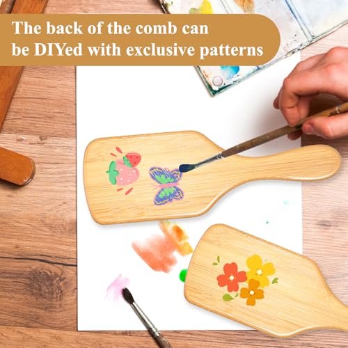 Bamboo Hair Brushes Bulk - 10 Pack Anti Static Wooden Paddle Brush with Round-Tipped Bamboo Bristles for Detangling and Scalp Massage, 9.65 x 3.35 Inches Avelisse