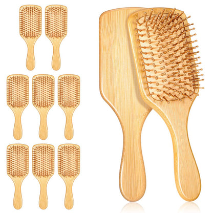 Bamboo Hair Brushes Bulk - 10 Pack Anti Static Wooden Paddle Brush with Round-Tipped Bamboo Bristles for Detangling and Scalp Massage, 9.65 x 3.35 Inches Avelisse