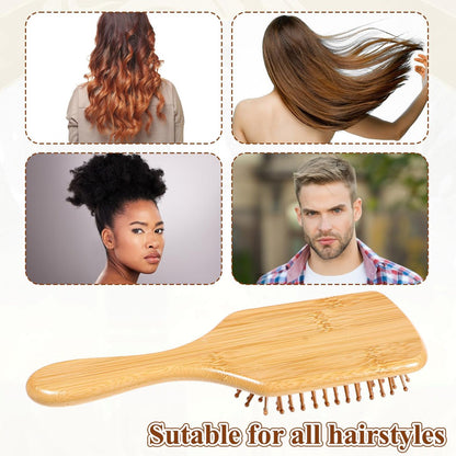 Bamboo Hair Brushes Bulk - 10 Pack Anti Static Wooden Paddle Brush with Round-Tipped Bamboo Bristles for Detangling and Scalp Massage, 9.65 x 3.35 Inches Avelisse