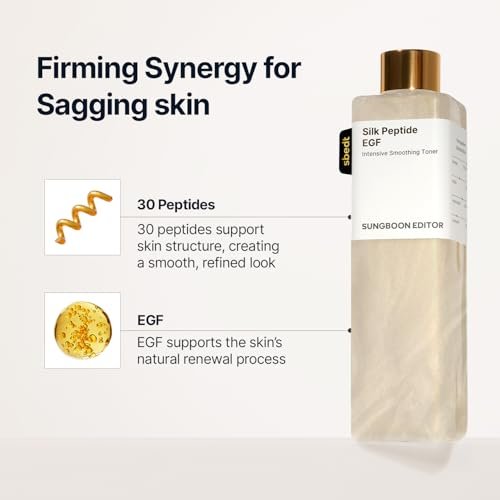 SUNGBOON EDITOR Silk Peptide EGF Facial Toner with Copper Peptides - Moisturizing & Smoothing Korean Toner for Sensitive Skin, Firming Radiance, 10.14 fl oz Avelisse