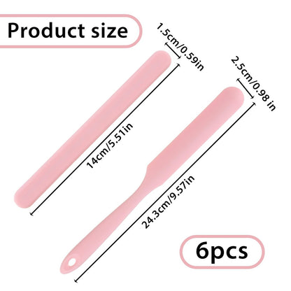 6-Pack Silicone Wax Applicator Spatulas - Non-Stick Reusable Hard Waxing Scrapers for Hair Removal, Epoxy Resin & Salon Use (Pink)