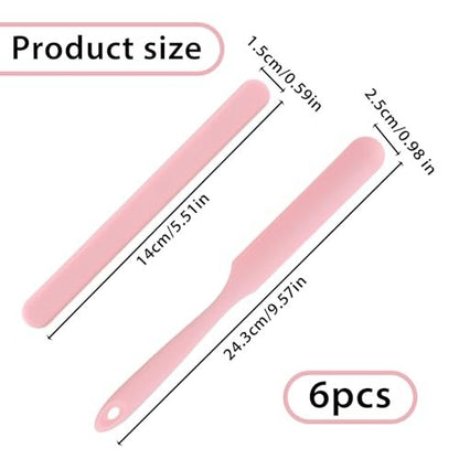 6-Pack Silicone Wax Applicator Spatulas - Non-Stick Reusable Hard Waxing Scrapers for Hair Removal, Epoxy Resin & Salon Use (Pink)