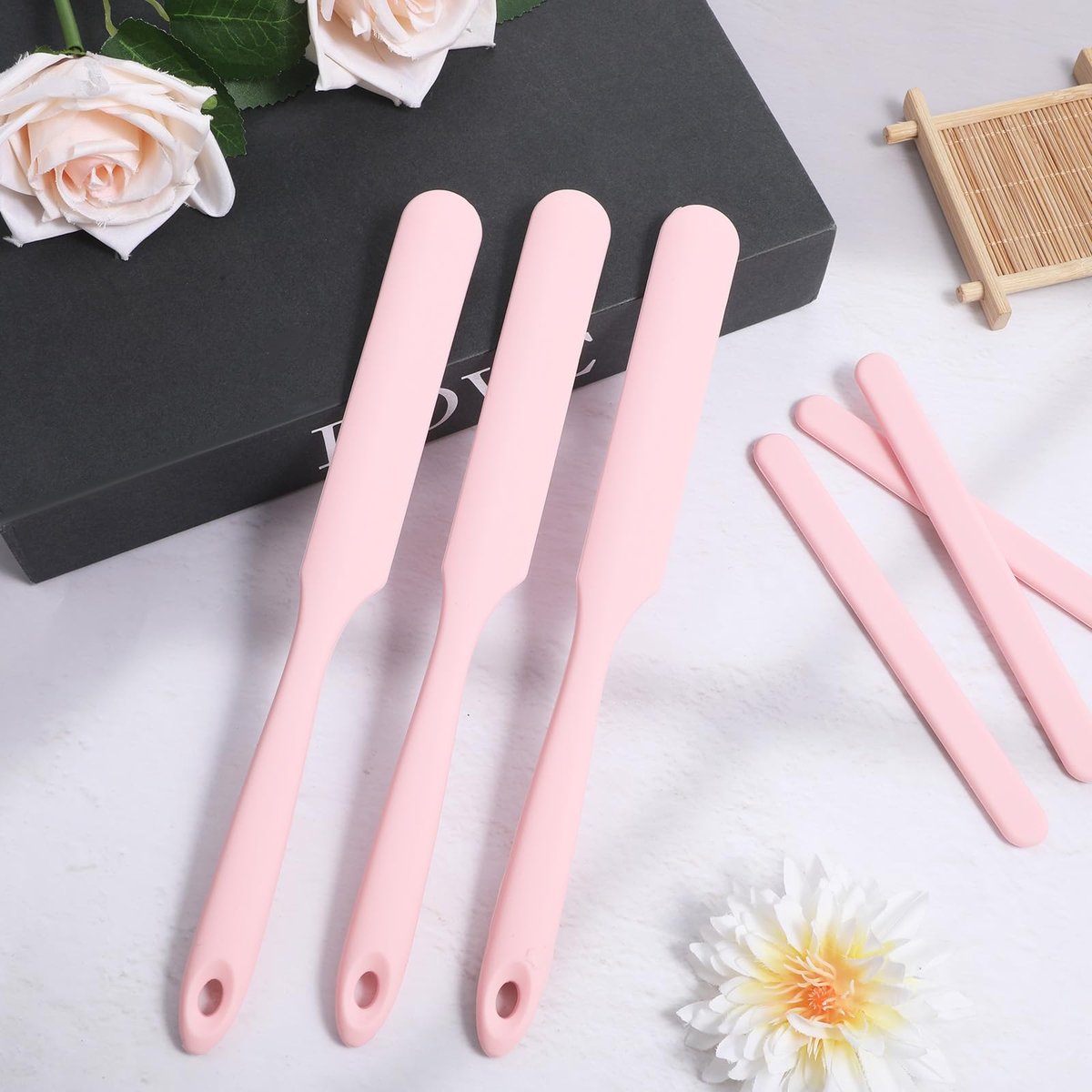 6-Pack Silicone Wax Applicator Spatulas - Non-Stick Reusable Hard Waxing Scrapers for Hair Removal, Epoxy Resin & Salon Use (Pink) - görsel 13
