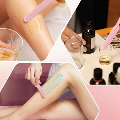 6-Pack Silicone Wax Applicator Spatulas - Non-Stick Reusable Hard Waxing Scrapers for Hair Removal, Epoxy Resin & Salon Use (Pink)