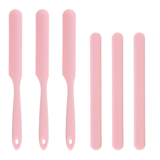 6-Pack Silicone Wax Applicator Spatulas - Non-Stick Reusable Hard Waxing Scrapers for Hair Removal, Epoxy Resin & Salon Use (Pink)
