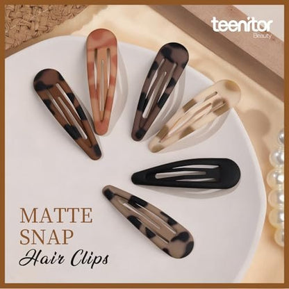 Teenitor Matte Snap Hair Clips - 24 Pack, 2 Inch, 6 Colors, Metal Barrettes for Women & Girls