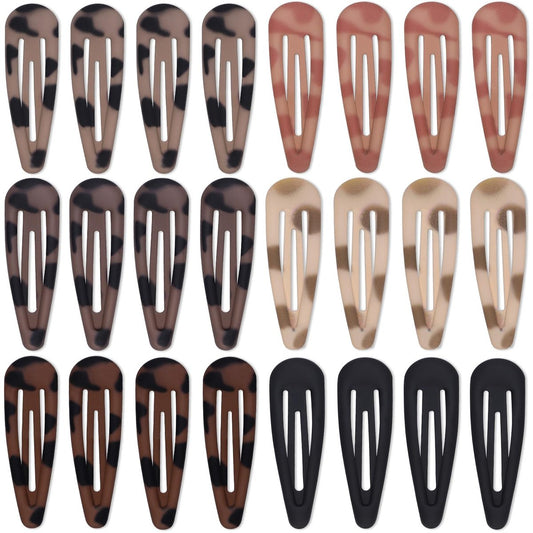 Teenitor Matte Snap Hair Clips - 24 Pack, 2 Inch, 6 Colors, Metal Barrettes for Women & Girls