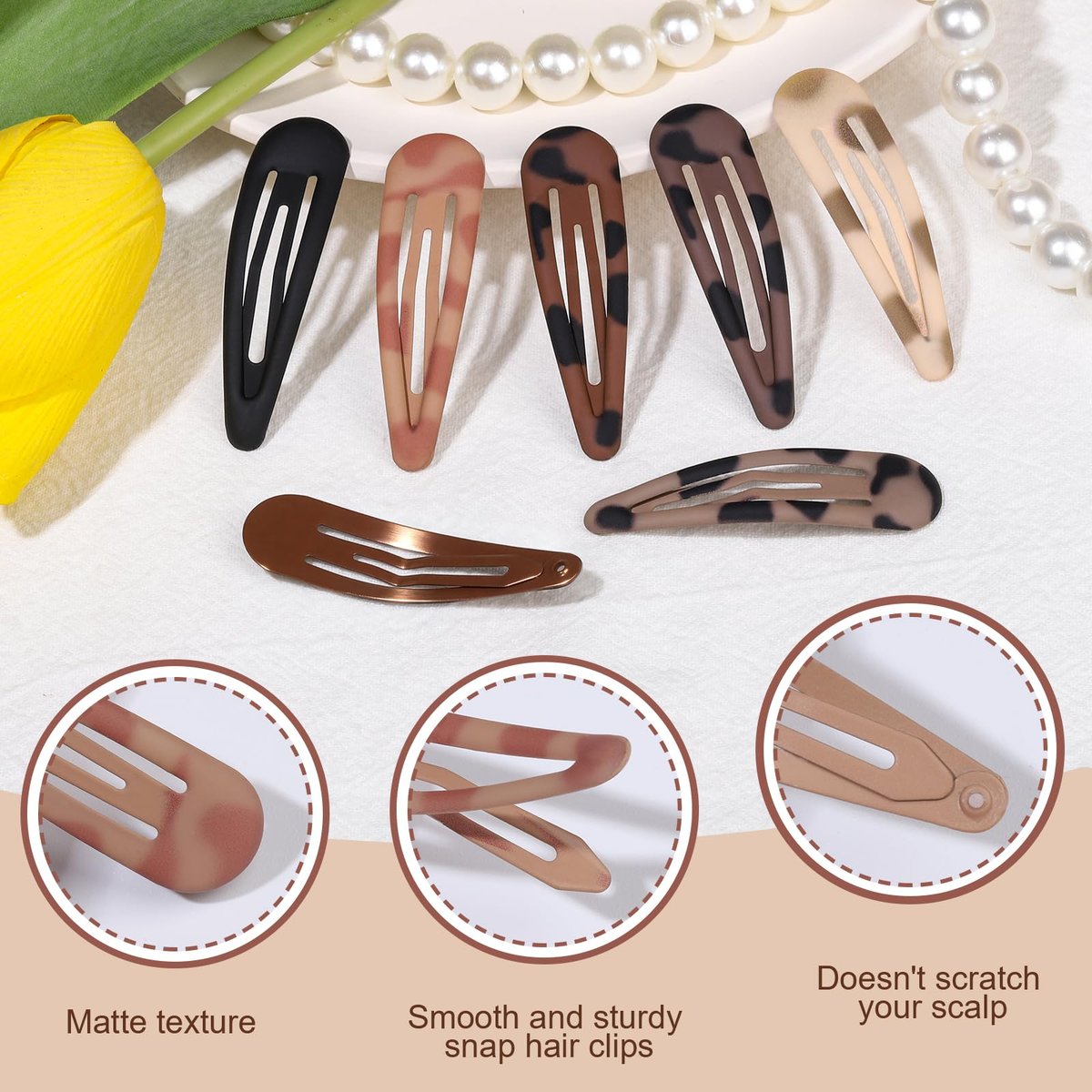 Teenitor Matte Snap Hair Clips - 24 Pack, 2 Inch, 6 Colors, Metal Barrettes for Women & Girls - görsel 7