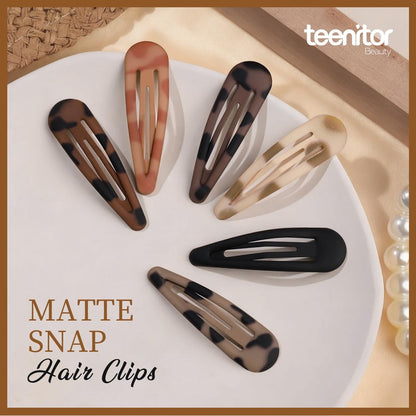 Teenitor Matte Snap Hair Clips - 24 Pack, 2 Inch, 6 Colors, Metal Barrettes for Women & Girls