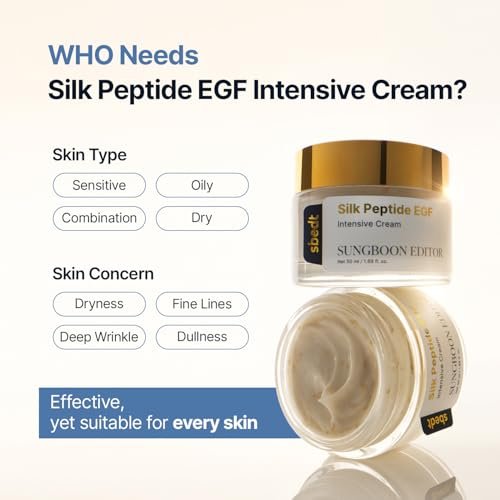 SUNGBOON EDITOR Silk Peptide EGF Cream - Face Moisturizer with Copper Peptides, Volufiline & Patented Peptide Complex for Fine Lines, Dry Skin, Firmness & Hydration - Korean Skincare 1.69 fl oz Avelisse