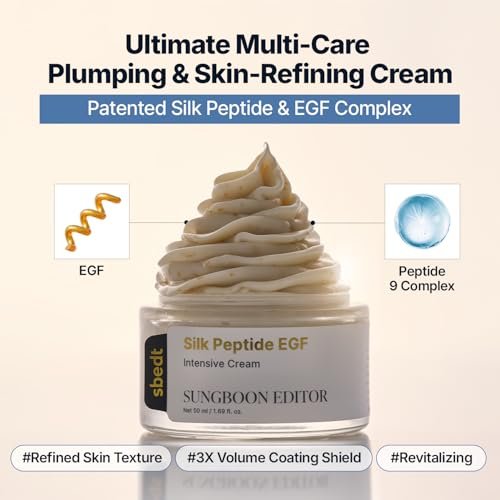 SUNGBOON EDITOR Silk Peptide EGF Cream - Face Moisturizer with Copper Peptides, Volufiline & Patented Peptide Complex for Fine Lines, Dry Skin, Firmness & Hydration - Korean Skincare 1.69 fl oz Avelisse