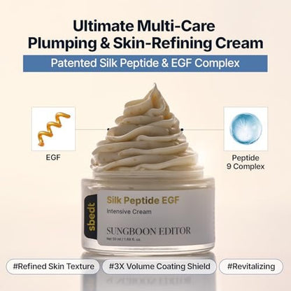 SUNGBOON EDITOR Silk Peptide EGF Cream - Face Moisturizer with Copper Peptides, Volufiline & Patented Peptide Complex for Fine Lines, Dry Skin, Firmness & Hydration - Korean Skincare 1.69 fl oz Avelisse