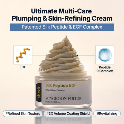 SUNGBOON EDITOR Silk Peptide EGF Cream - Face Moisturizer with Copper Peptides, Volufiline & Patented Peptide Complex for Fine Lines, Dry Skin, Firmness & Hydration - Korean Skincare 1.69 fl oz Avelisse