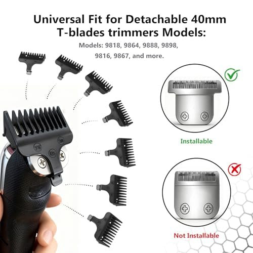 Beard Trimmer Guide Comb Set Compatible with Wahl 40mm Detachable T-Blade Trimmer Models, 8 Full Size Attachment Guards (1/16" to 1/2"), 8 Pack – Loarysk - görsel 6