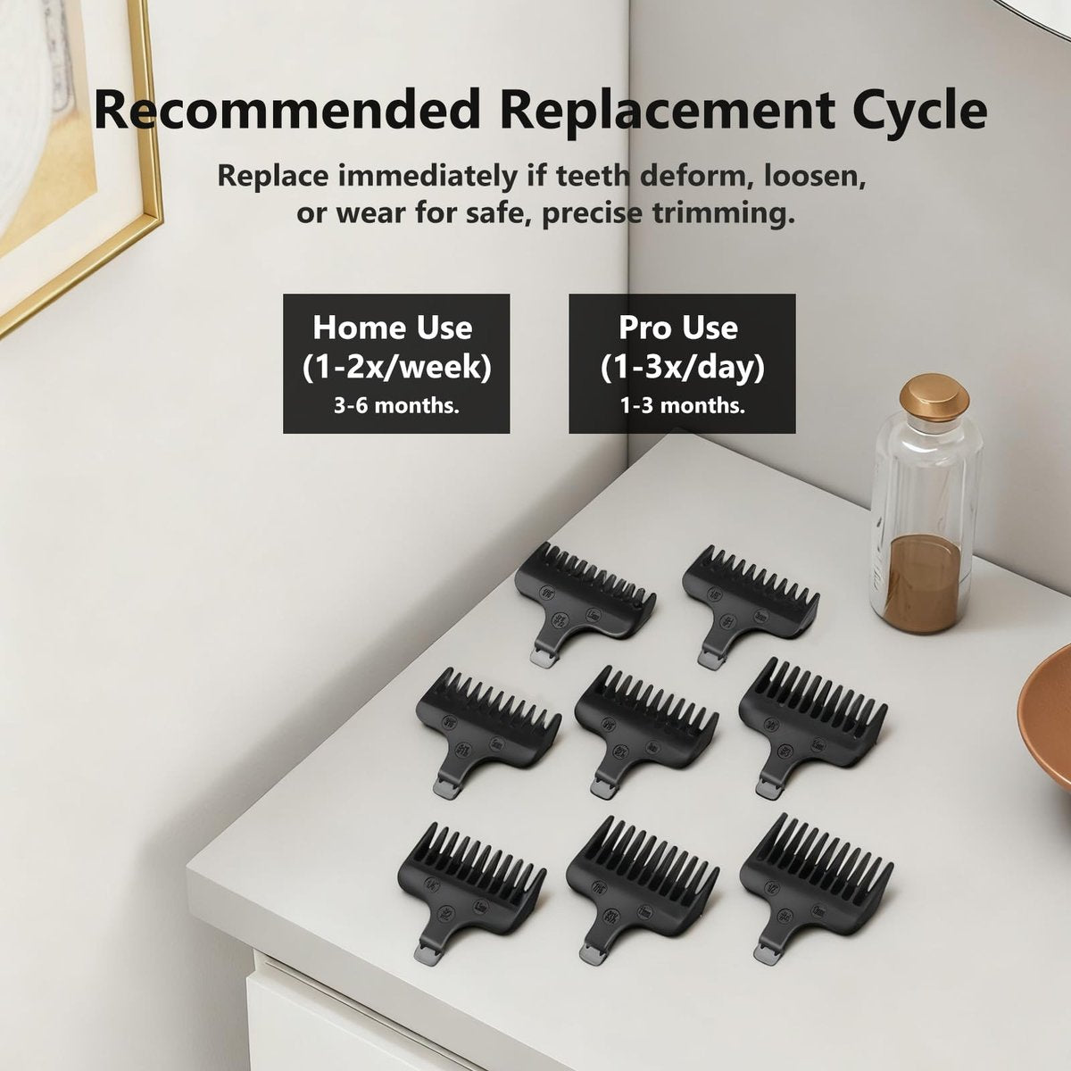 Beard Trimmer Guide Comb Set Compatible with Wahl 40mm Detachable T-Blade Trimmer Models, 8 Full Size Attachment Guards (1/16" to 1/2"), 8 Pack – Loarysk - görsel 9