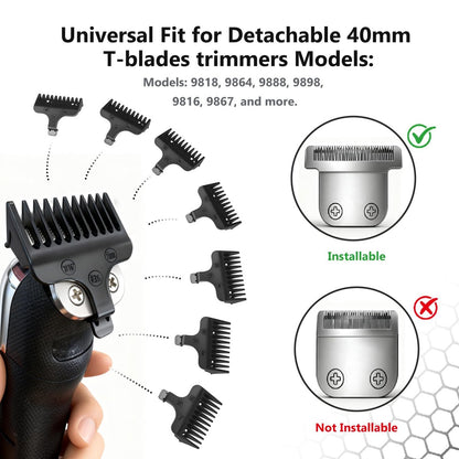 Beard Trimmer Guide Comb Set Compatible with Wahl 40mm Detachable T-Blade Trimmer Models, 8 Full Size Attachment Guards (1/16" to 1/2"), 8 Pack – Loarysk