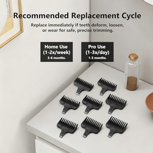 Beard Trimmer Guide Comb Set Compatible with Wahl 40mm Detachable T-Blade Trimmer Models, 8 Full Size Attachment Guards (1/16" to 1/2"), 8 Pack – Loarysk - görsel 10