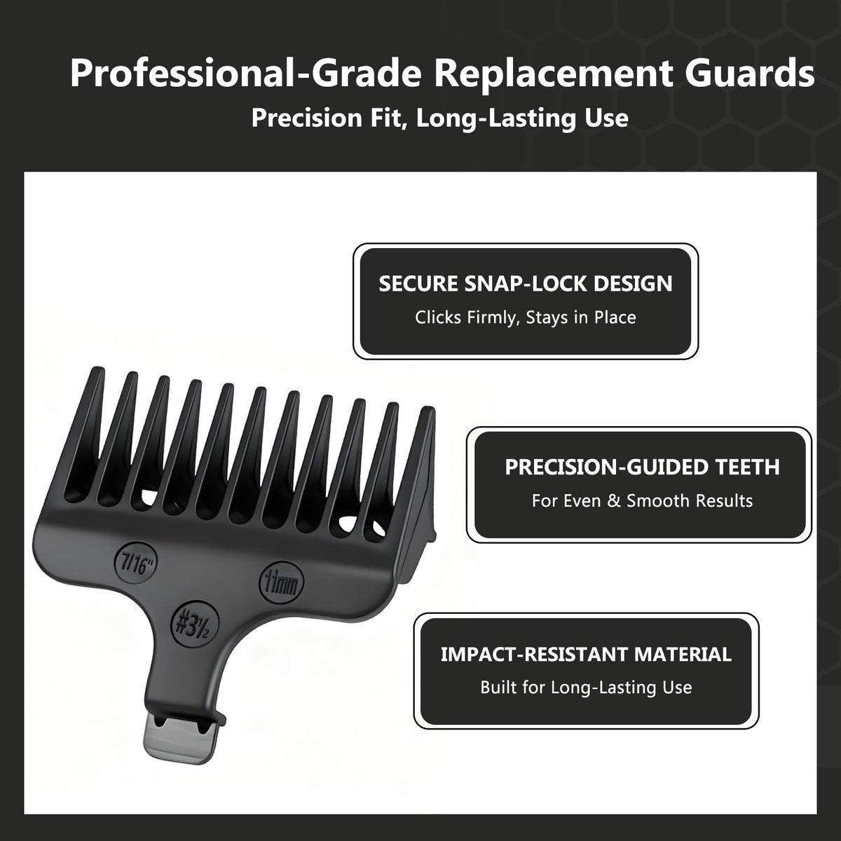 Beard Trimmer Guide Comb Set Compatible with Wahl 40mm Detachable T-Blade Trimmer Models, 8 Full Size Attachment Guards (1/16" to 1/2"), 8 Pack – Loarysk - görsel 3