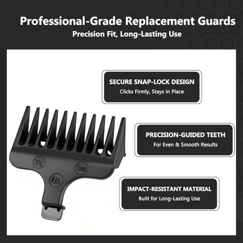 Beard Trimmer Guide Comb Set Compatible with Wahl 40mm Detachable T-Blade Trimmer Models, 8 Full Size Attachment Guards (1/16" to 1/2"), 8 Pack – Loarysk - görsel 4
