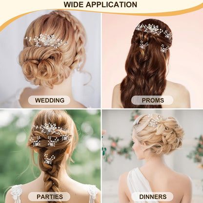 5PCS Bridal Side Combs Set – Rhinestone Crystal Pearl Hair Accessories for Bride Bridesmaids, Copper Wire Wedding Hair Clips for Prom Party Formal Dresses