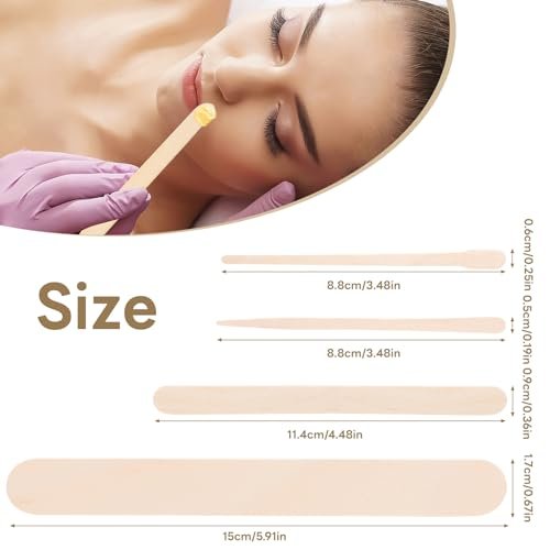 SNWbamood 500 Pcs Assorted Wooden Waxing Sticks for Hair Removal – 4 Sizes, Natural Wood Applicators for Body, Legs, Face Avelisse