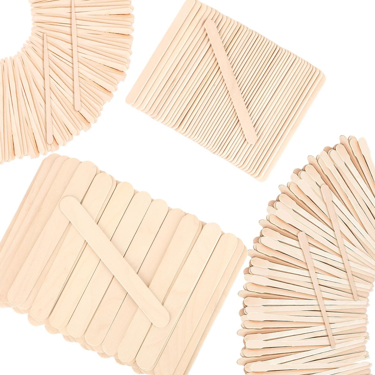 SNWbamood 500 Pcs Assorted Wooden Waxing Sticks for Hair Removal – 4 Sizes, Natural Wood Applicators for Body, Legs, Face Avelisse