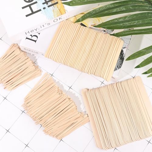 SNWbamood 500 Pcs Assorted Wooden Waxing Sticks for Hair Removal – 4 Sizes, Natural Wood Applicators for Body, Legs, Face Avelisse
