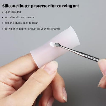 Fcozpjk Nail Art Sculpture Pen Set - 3PCS Double-Head Stainless Steel 3D Gel Art Sculpting Pens with Dotting Tools for Acrylic Powder Flower Design, Builder Gel, Chrome Powder Applicator