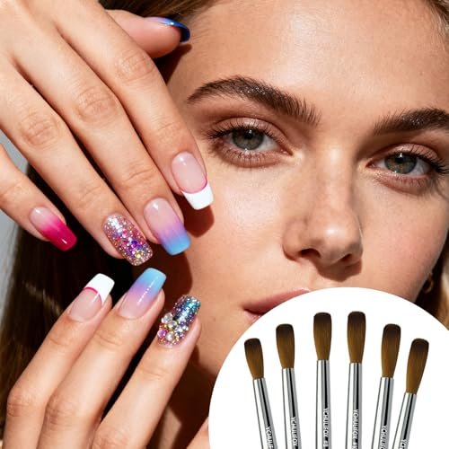 YCHULIFOX Acrylic Art Nail Kit with 6-Size Brushes (4/6/8/10/12/14) for Dip Powder & Gel Nail Art, Easily Reinforce Nail Extensions for DIY Home Salon & Professional Use Avelisse