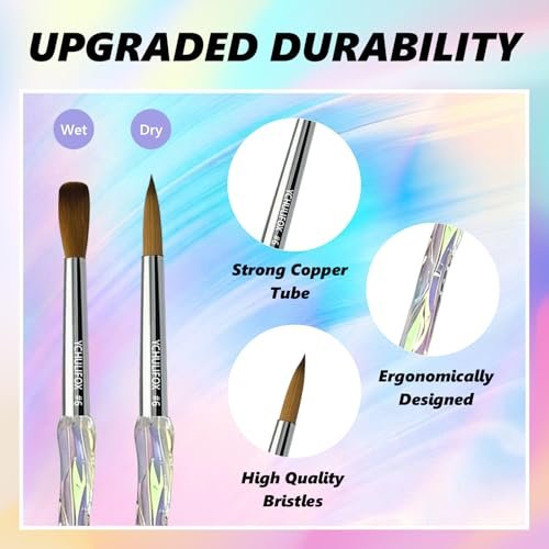 YCHULIFOX Acrylic Art Nail Kit with 6-Size Brushes (4/6/8/10/12/14) for Dip Powder & Gel Nail Art, Easily Reinforce Nail Extensions for DIY Home Salon & Professional Use Avelisse