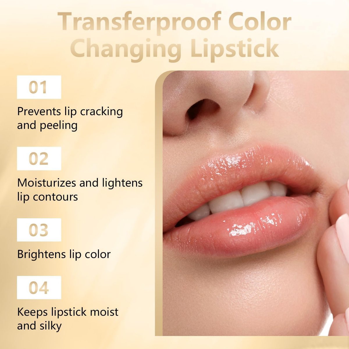 Clear Gold Crystal Color Changing Lipstick - 2 Pack Transferproof Long Lasting Moisturizing Lip Gloss with Deep Nourishment Avelisse
