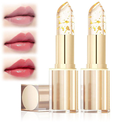 Clear Gold Crystal Color Changing Lipstick - 2 Pack Transferproof Long Lasting Moisturizing Lip Gloss with Deep Nourishment Avelisse