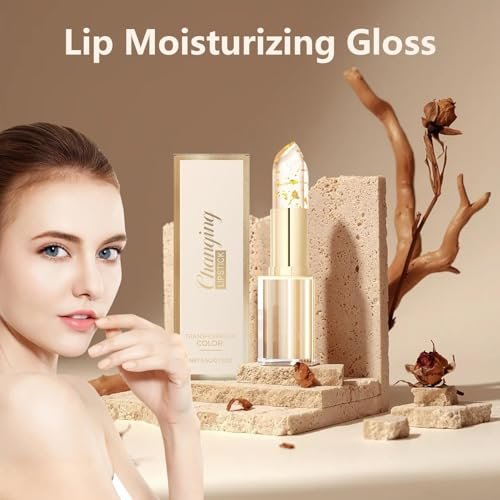 Clear Gold Crystal Color Changing Lipstick - 2 Pack Transferproof Long Lasting Moisturizing Lip Gloss with Deep Nourishment Avelisse