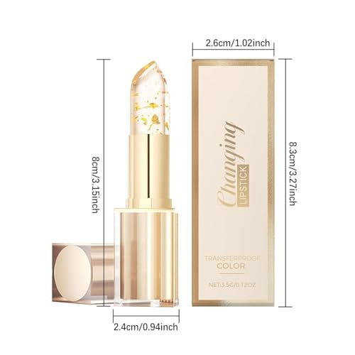TIMLIFE 2-Pack Transferproof Color Changing Lipstick – Gold Crystal pH Lipstick, Clear to Pink Long Lasting Moisturizing Glossy Lip Gloss for Women Avelisse